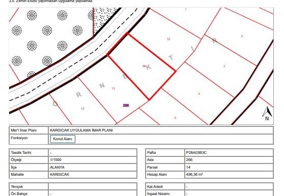 Alanya 496 m2 Grundstück für 55.000 Euro zu Verkaufen 5